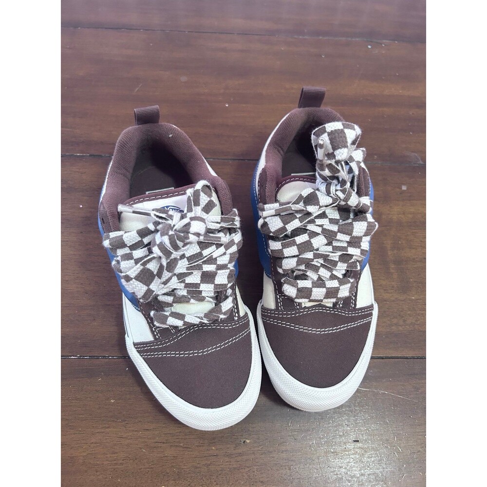 Vans Knu Skool Mega Check Potting Soil Brown Blue Shoes M4 / W5.5 (PM)